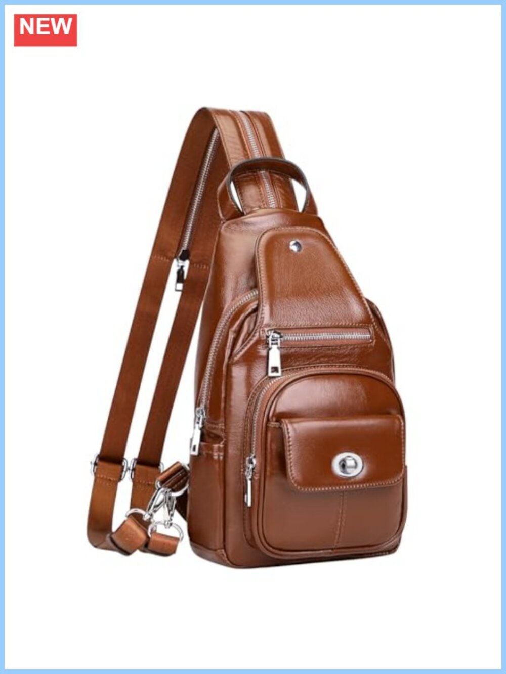 Genuine Leather Sling Bag Crossbody Chest Backpack Convertible